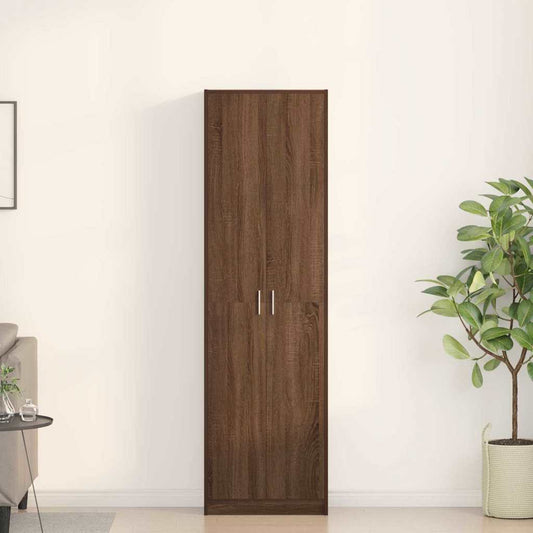Garderobeskab Med Dør Brun Eg 55 X 25 X 189 Cm Konstrueret Træ - Hovedbillede