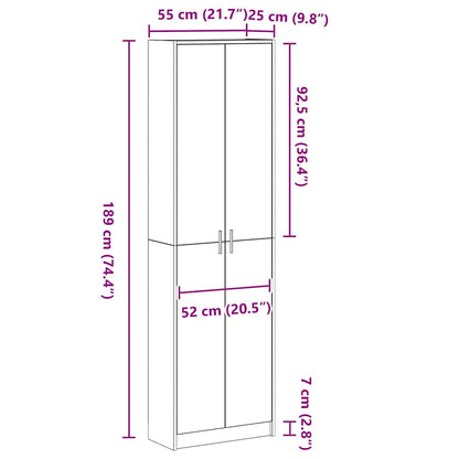 Garderobeskab 55 X 25 X 189 Cm Konstrueret Træ - Billede 11