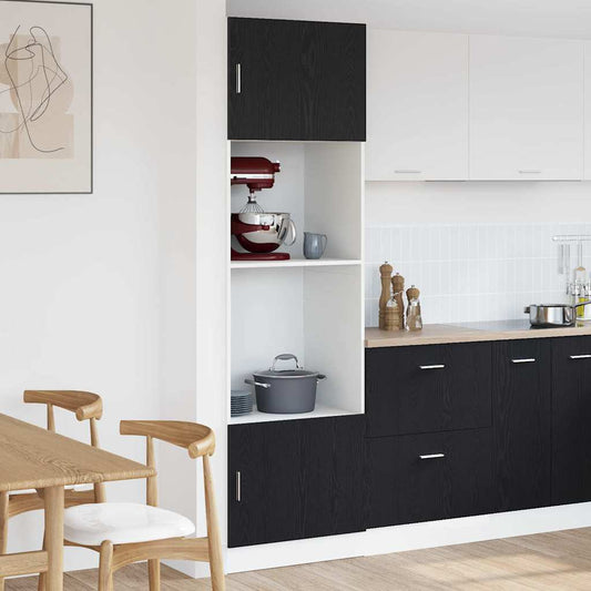 Mikrobølgeovnsskab Sort Eg 60 X 57 X 207 Cm Konstrueret Træ - Hovedbillede