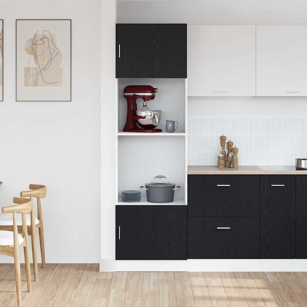 Mikrobølgeovnsskab Sort Eg 60 X 57 X 207 Cm Konstrueret Træ - Billede 4