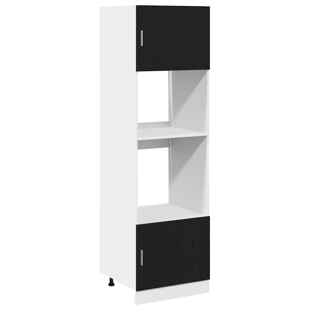 Mikrobølgeovnsskab Sort Eg 60 X 57 X 207 Cm Konstrueret Træ - Billede 2
