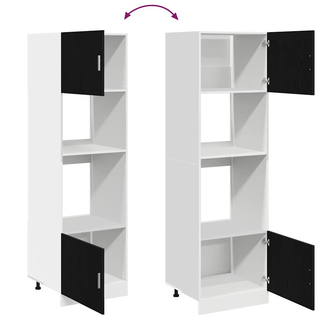 Mikrobølgeovnsskab Sort Eg 60 X 57 X 207 Cm Konstrueret Træ - Billede 11