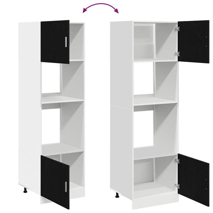Mikrobølgeovnsskab Sort Eg 60 X 57 X 207 Cm Konstrueret Træ - Billede 11