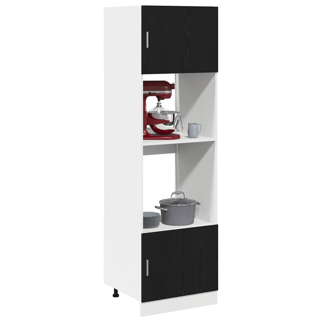 Mikrobølgeovnsskab Sort Eg 60 X 57 X 207 Cm Konstrueret Træ - Billede 3