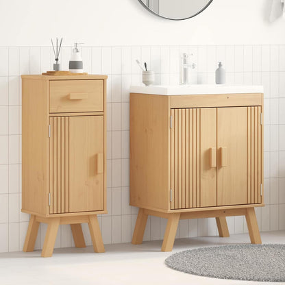 Badeværelsessæt 2 Pcs Brun 114 X 43 X 73.5 Cm Massivt Fyrretræ - Hovedbillede