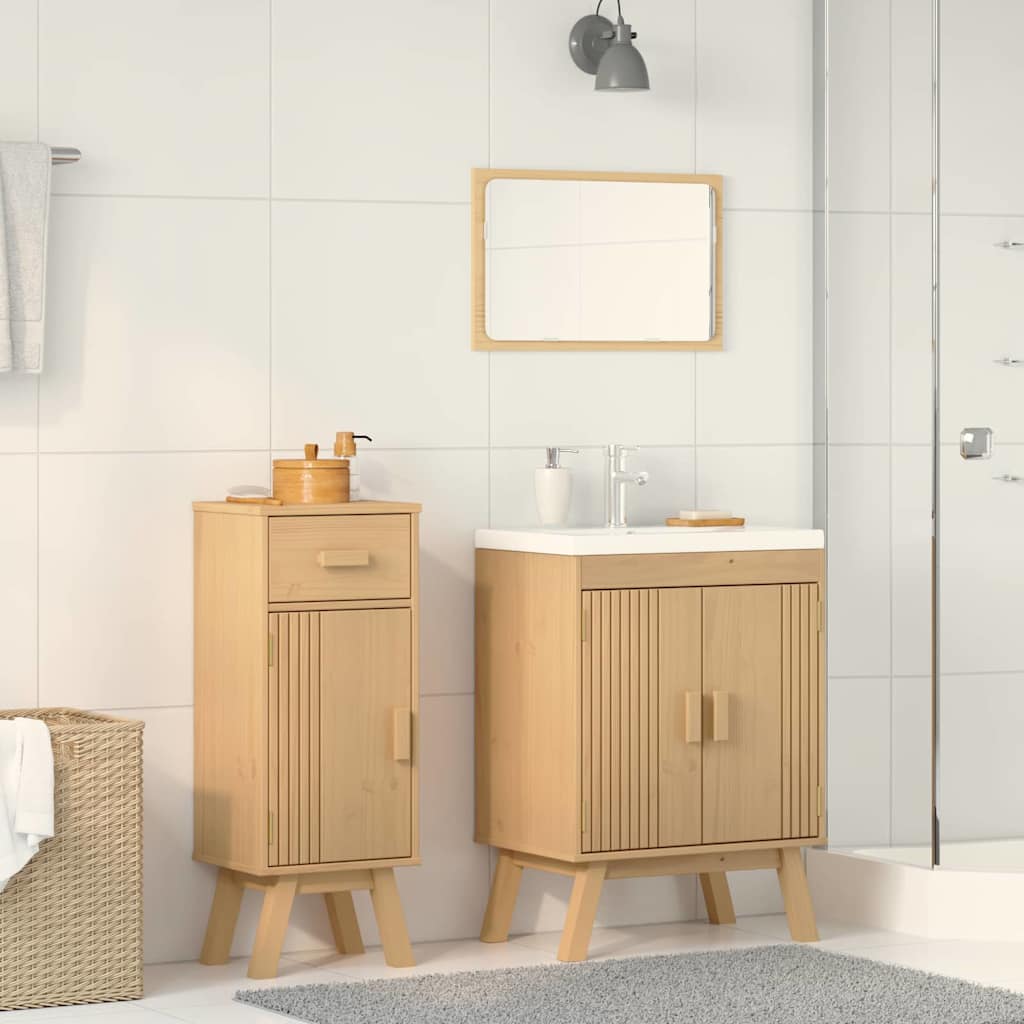 Badeværelsessæt 2 Pcs Brun 114 X 43 X 73.5 Cm Massivt Fyrretræ - Billede 4