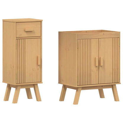 Badeværelsessæt 2 Pcs Brun 114 X 43 X 73.5 Cm Massivt Fyrretræ - Billede 2