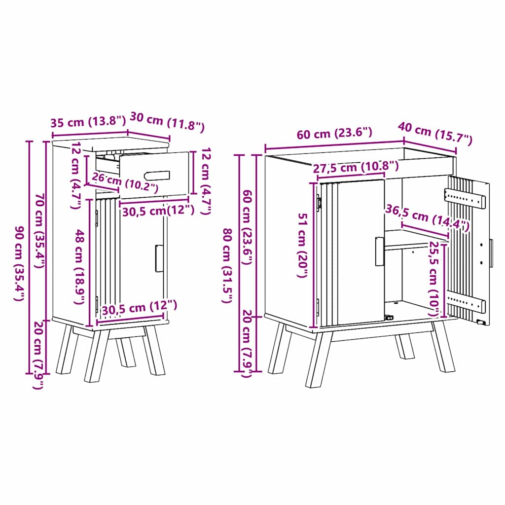 Badeværelsessæt 2 Pcs Brun 114 X 43 X 73.5 Cm Massivt Fyrretræ - Billede 11