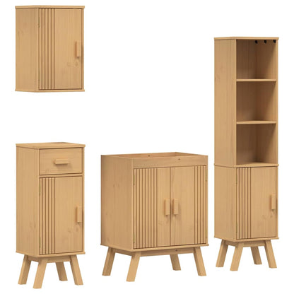 Badeværelsessæt 4 Pcs Brun 114 X 43 X 73.5 Cm Massivt Fyrretræ - Billede 2