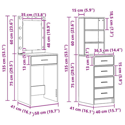 Klædeskab 2 Stk. 50 X 41 X 135 Cm Konstrueret Træ - Billede 15