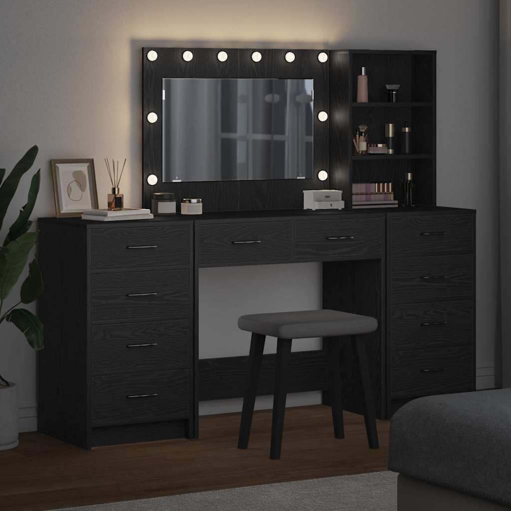 Klædeskab Med Hylde 3 Pcs Sort 40 X 41 X 135 Cm Konstrueret Træ - Billede 4