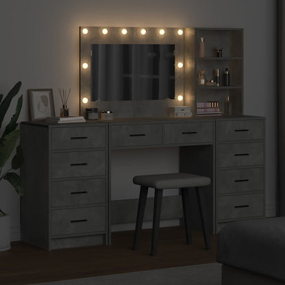 Klædeskab Med Skuffe 3 Pcs Grå 40 X 41 X 135 Cm Konstrueret Træ - Billede 4