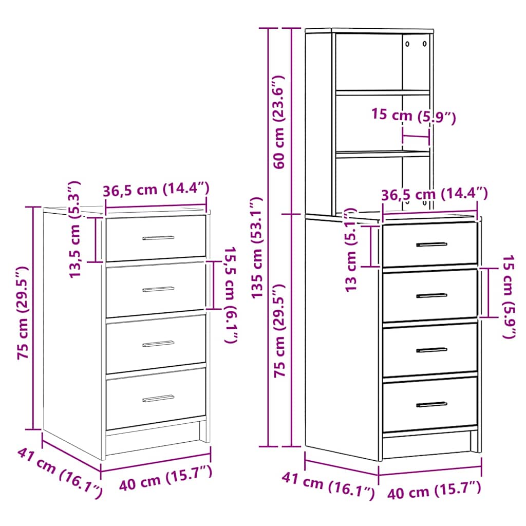 Klædeskab Med Hylde 3 Pcs Brun 40 X 41 X 135 Cm Konstrueret Træ - Billede 13