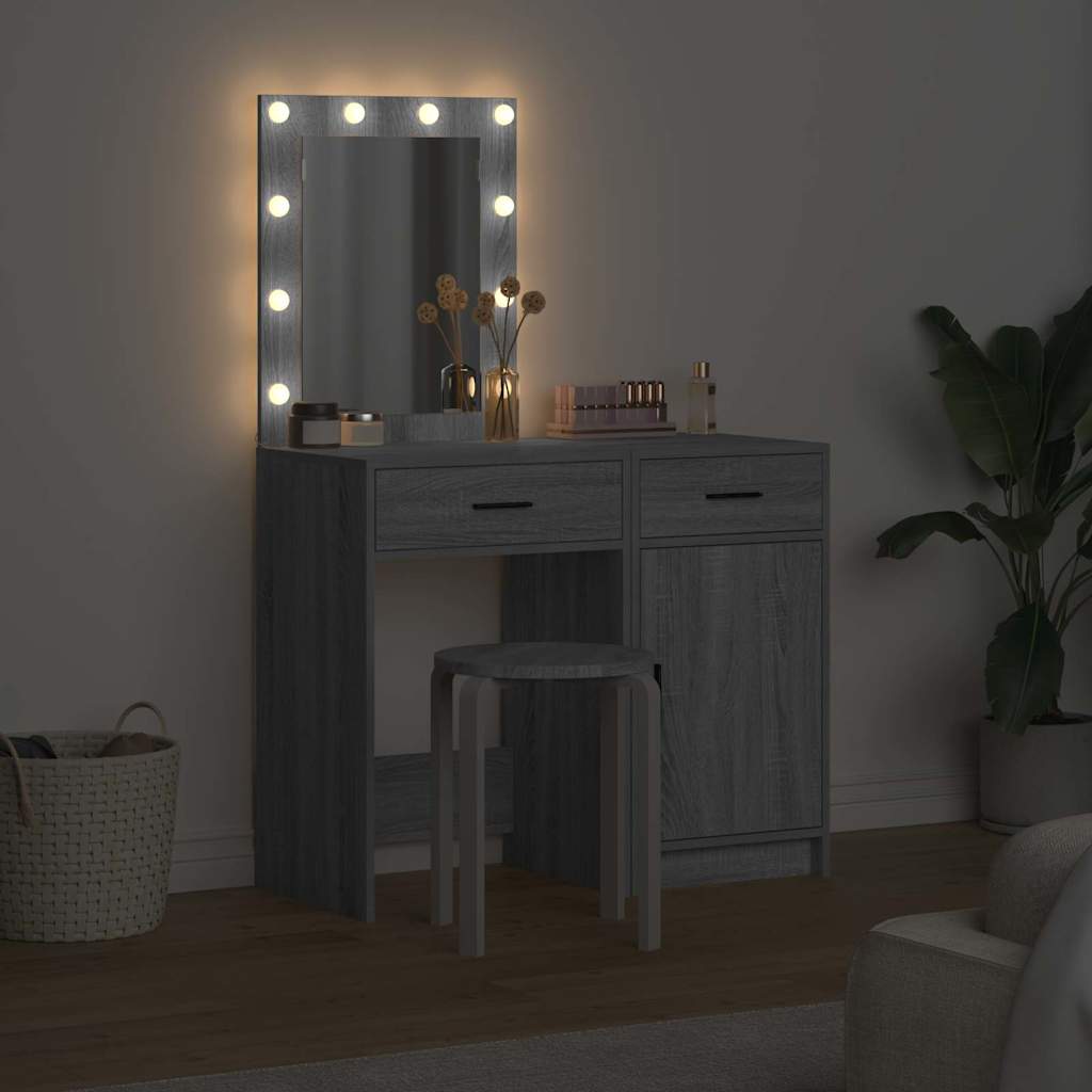 Klædeskab Med Skuffe 2 Pcs Grå 50 X 41 X 135 Cm Konstrueret Træ - Billede 4