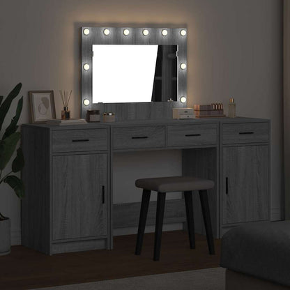 Klædeskab Med Skuffe 3 Pcs Grå 40 X 41 X 75 Cm Konstrueret Træ - Billede 4