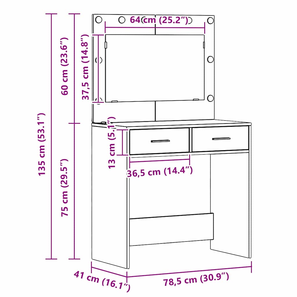 Klædeskab 3 Stk. 78,5 X 41 X 135 Cm Konstrueret Træ - Billede 16