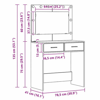 Klædeskab 3 Stk. 78,5 X 41 X 135 Cm Konstrueret Træ - Billede 16