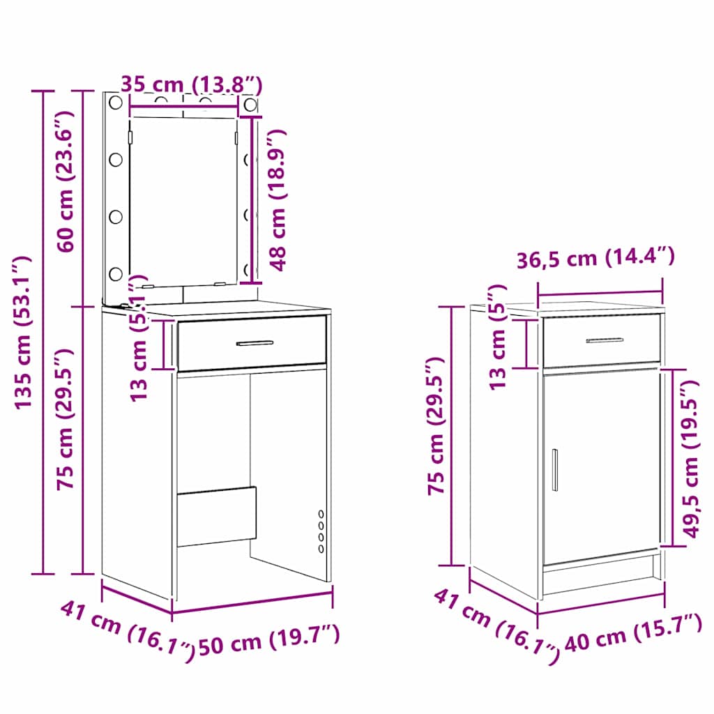 Klædeskab 50 X 41 X 135 Cm Konstrueret Træ - Billede 15