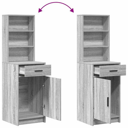 Klædeskab Med Dør 2 Pcs Grå 78.5 X 41 X 135 Cm Konstrueret Træ - Billede 13