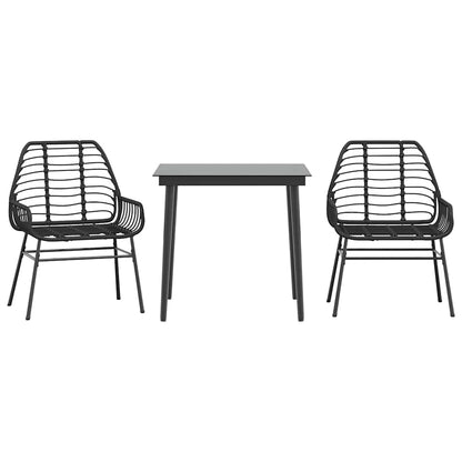5 Dele Spisebordssæt Til Haven M. Hynder Polyrattan Glas Sort