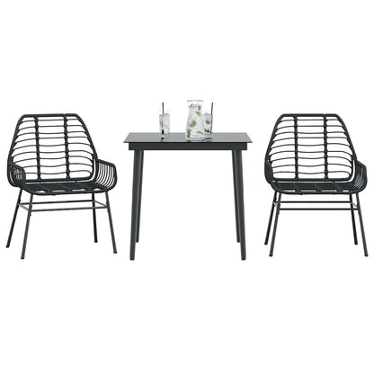 5 Dele Spisebordssæt Til Haven M. Hynder Polyrattan Glas Sort