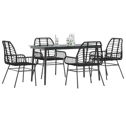 5 Dele Spisebordssæt Til Haven Polyrattan Glas - Variant 3334438