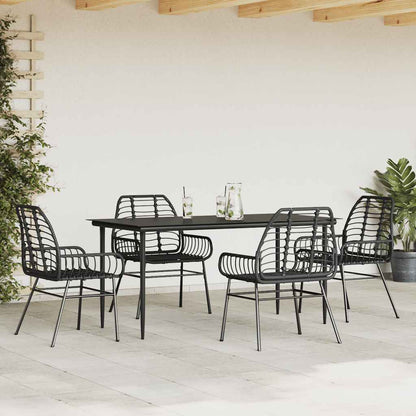 5 Dele Spisebordssæt Til Haven M. Hynder Polyrattan Glas Sort