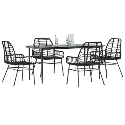 5 Dele Spisebordssæt Til Haven M. Hynder Polyrattan Glas Sort