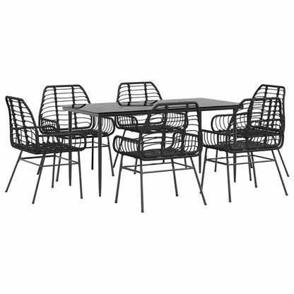 5 Dele Spisebordssæt Til Haven M. Hynder Polyrattan Glas Sort