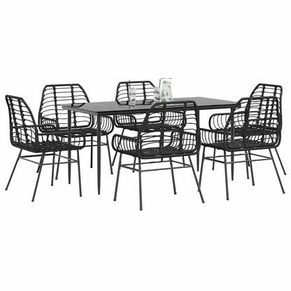 5 Dele Spisebordssæt Til Haven M. Hynder Polyrattan Glas Sort