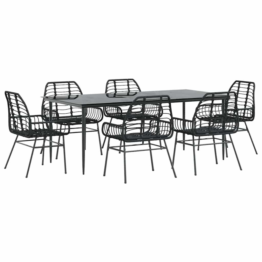 5 Dele Spisebordssæt Til Haven M. Hynder Polyrattan Glas Sort