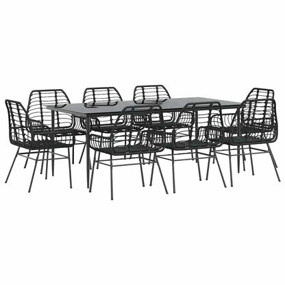 5 Dele Spisebordssæt Til Haven M. Hynder Polyrattan Glas Sort