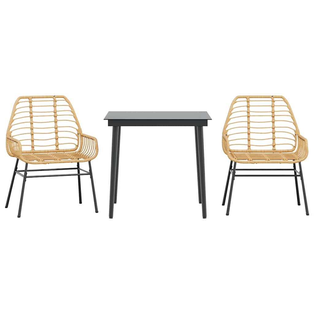 5 Dele Spisebordssæt Til Haven Polyrattan Glas - Billede 2