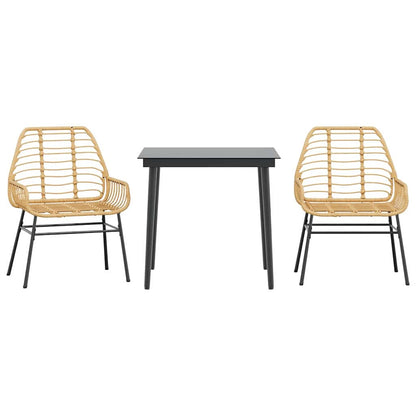 5 Dele Spisebordssæt Til Haven Polyrattan Glas - Billede 2