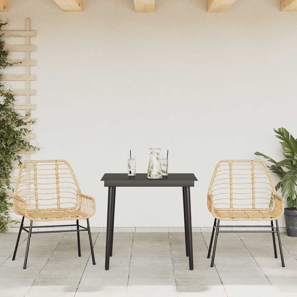 3 Dele Spisebordssæt Til Haven Polyrattan Glas - Billede 3