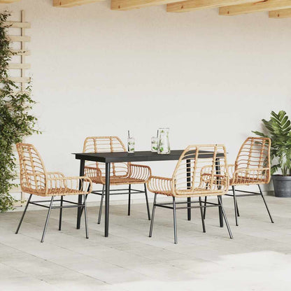 5 Dele Spisebordssæt Til Haven M. Hynder Polyrattan Glas Brun