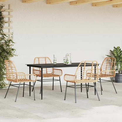 5 Dele Spisebordssæt Til Haven M. Hynder Polyrattan Glas Brun