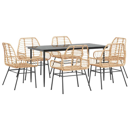 7 Dele Spisebordssæt Til Haven Polyrattan Glas - Billede 2