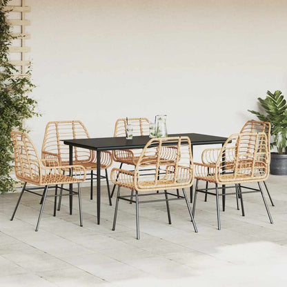 7 Dele Spisebordssæt Til Haven Polyrattan Glas - Billede 3