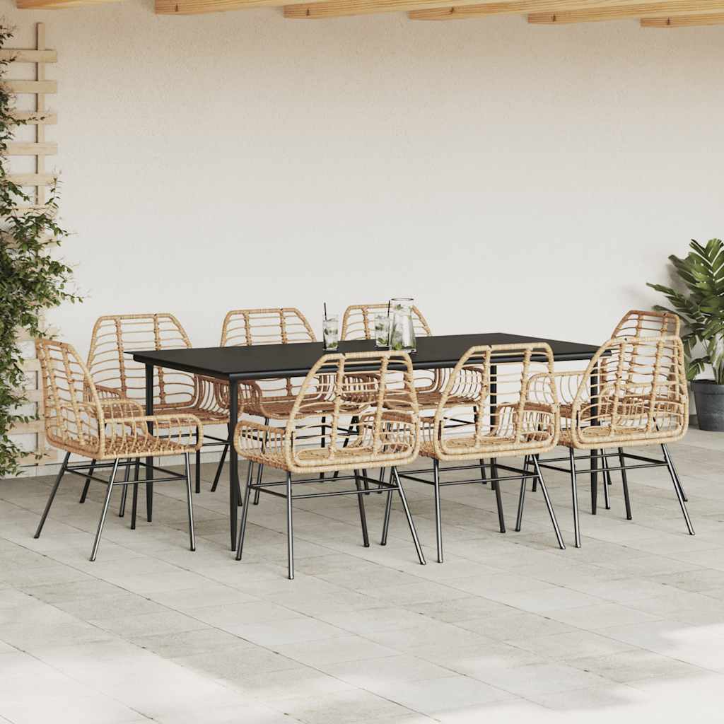 5 Dele Spisebordssæt Til Haven M. Hynder Polyrattan Glas Brun