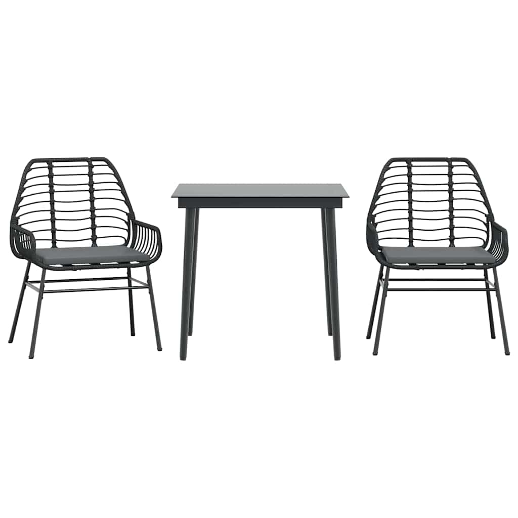 5 Dele Spisebordssæt Til Haven M. Hynder Polyrattan Glas Sort