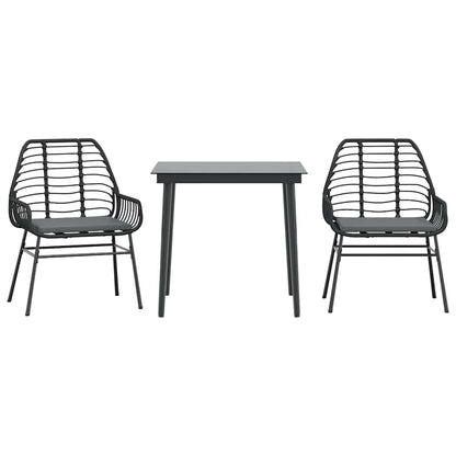 5 Dele Spisebordssæt Til Haven M. Hynder Polyrattan Glas Sort