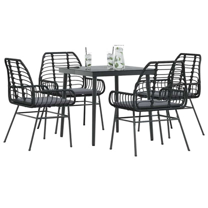 5 Dele Spisebordssæt Til Haven Polyrattan Glas - Variant 3334451