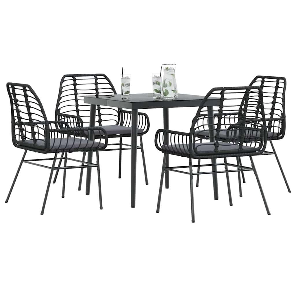 5 Dele Spisebordssæt Til Haven M. Hynder Polyrattan Glas - Variant 3334451