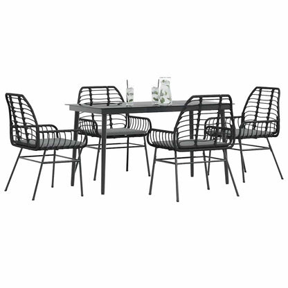 5 Dele Spisebordssæt Til Haven M. Hynder Polyrattan Glas Sort
