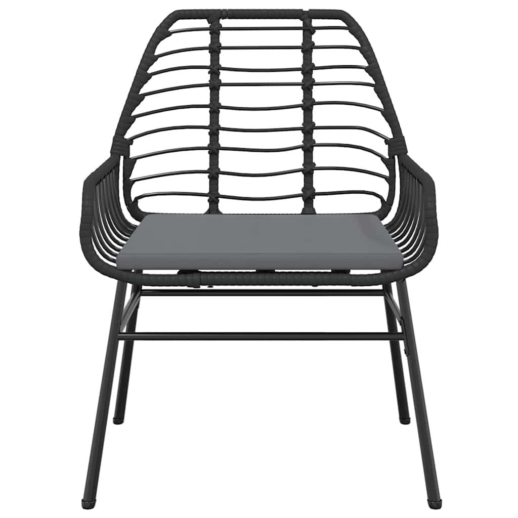 5 Dele Spisebordssæt Til Haven M. Hynder Polyrattan Glas Sort