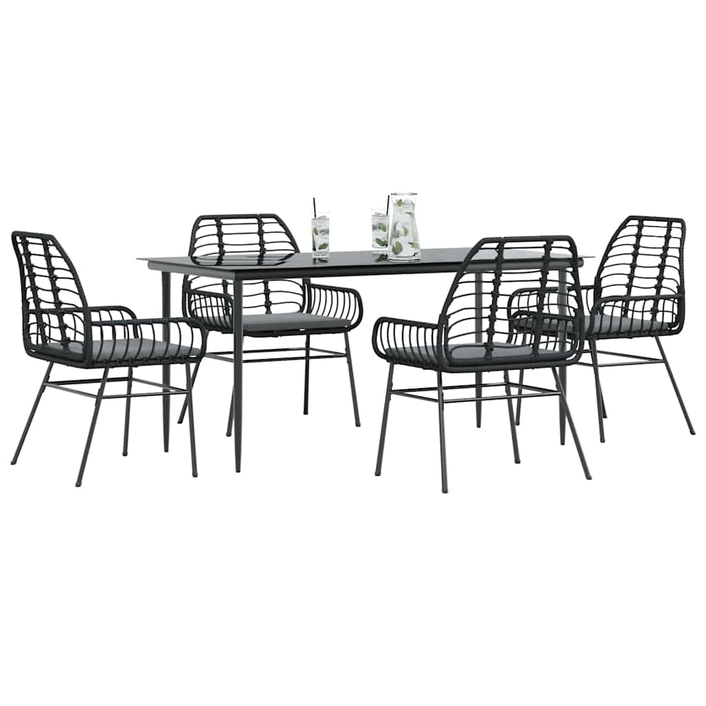 5 Dele Spisebordssæt Til Haven Polyrattan Glas - Variant 3334453