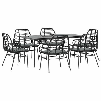 5 Dele Spisebordssæt Til Haven M. Hynder Polyrattan Glas Sort