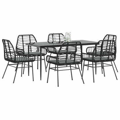 5 Dele Spisebordssæt Til Haven M. Hynder Polyrattan Glas Sort