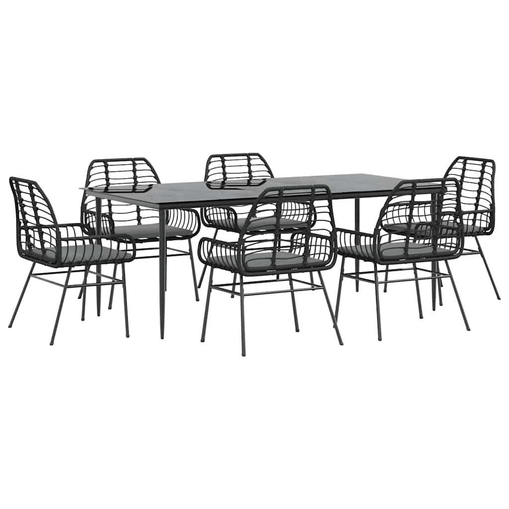 5 Dele Spisebordssæt Til Haven M. Hynder Polyrattan Glas Sort